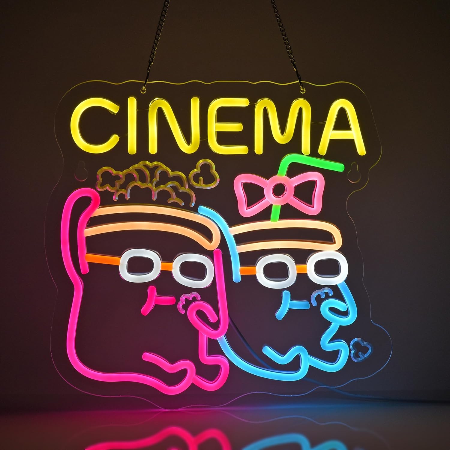 Home Cinema Wall Lights - Enseigne néon LED Cinéma, Popcorn et