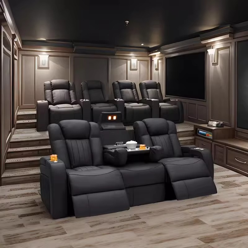 Home Cinema Recliners - Ensembles de canapés inclinables en cuir,