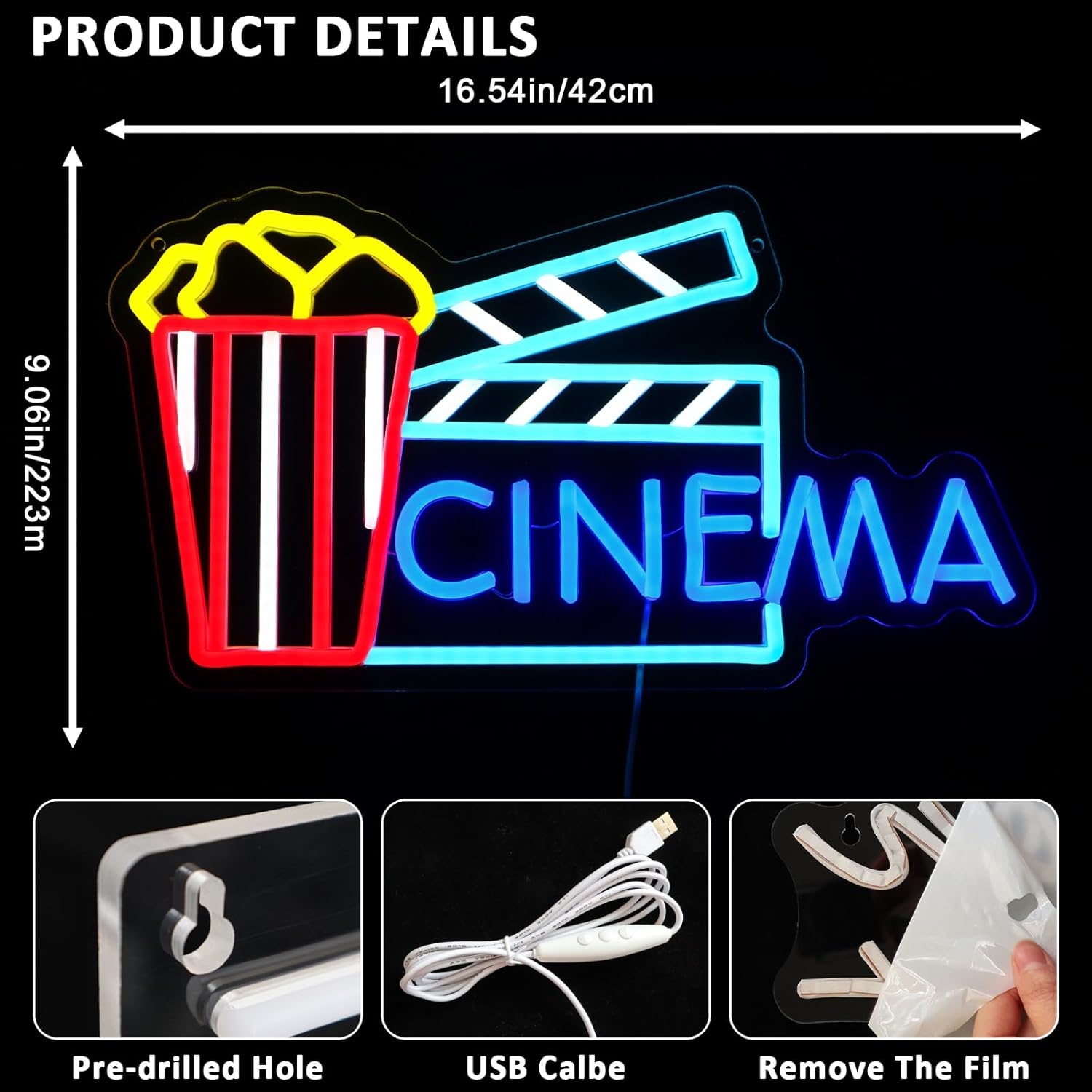 Lumière murale néon cinéma USB - Home Cinema Wall Lights avis et prix