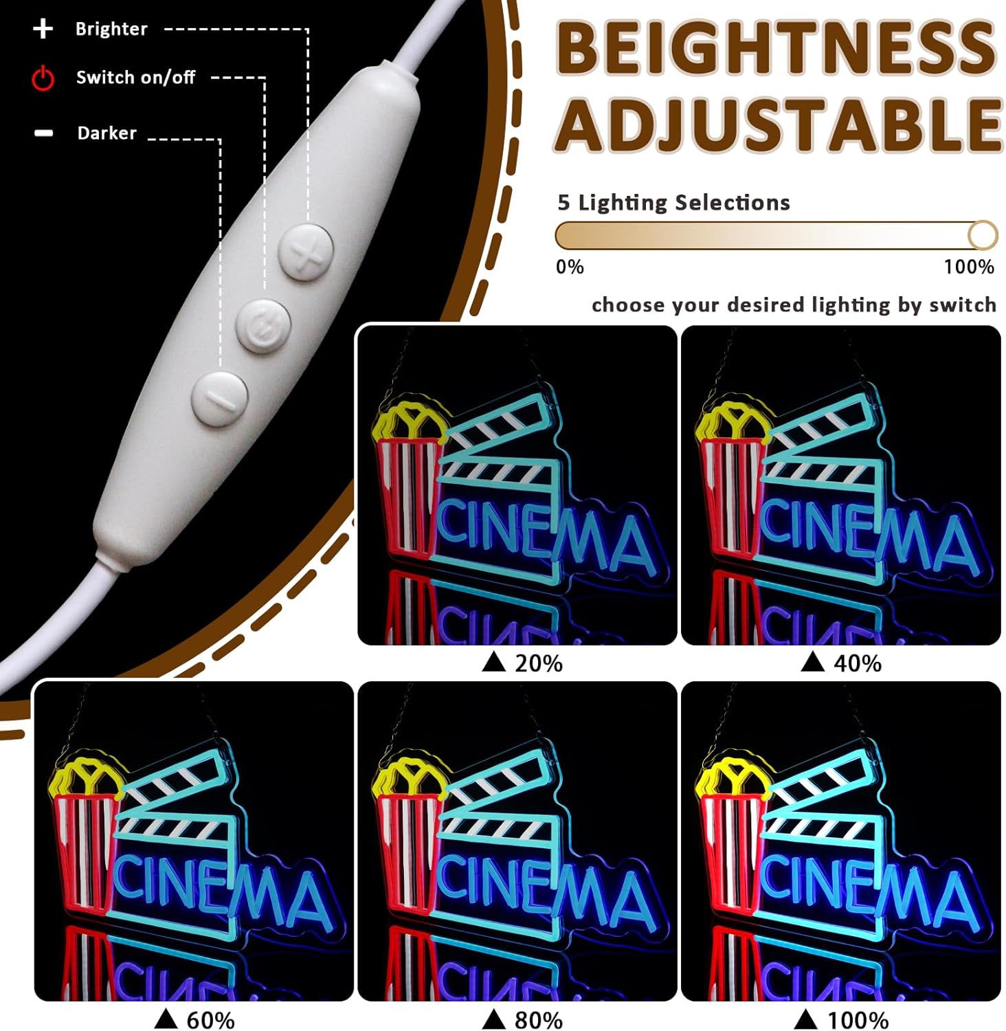 Lumière murale néon cinéma USB - Home Cinema Wall Lights avis et prix