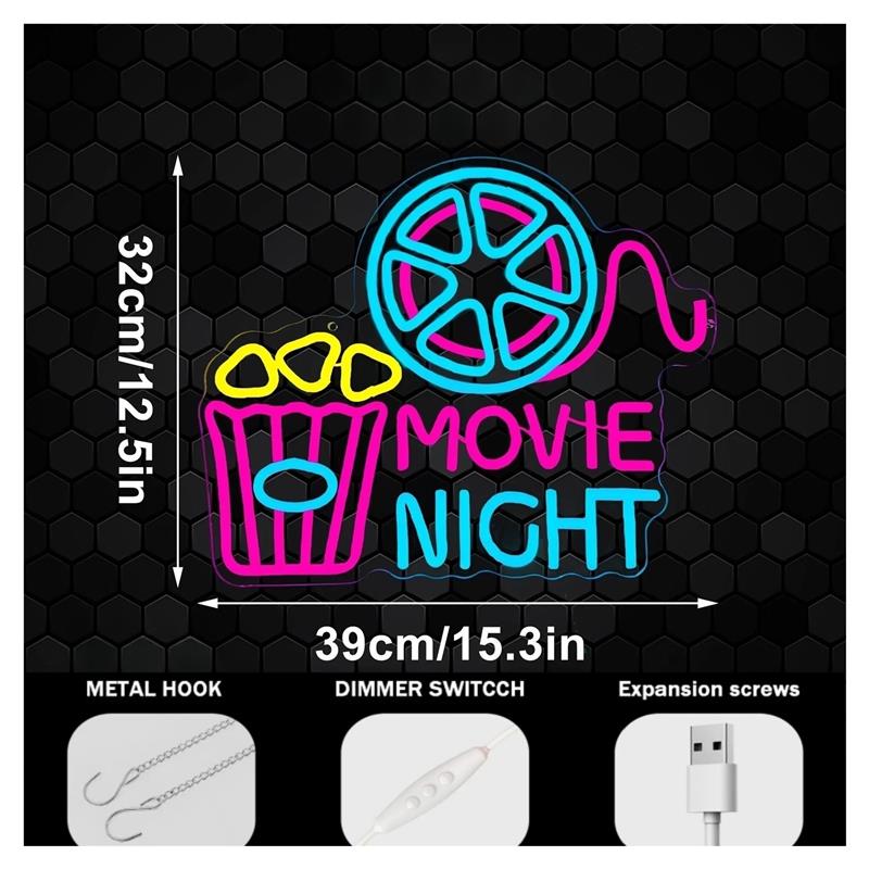 Enseigne néon « Movie Night »  - Home Cinema Wall Lights avis et prix